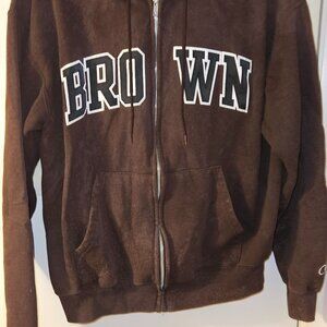 BROWN UNIVERSITY Logo Champion Brand  Long Sleeve Hoodie Zip Up Sweatshirt